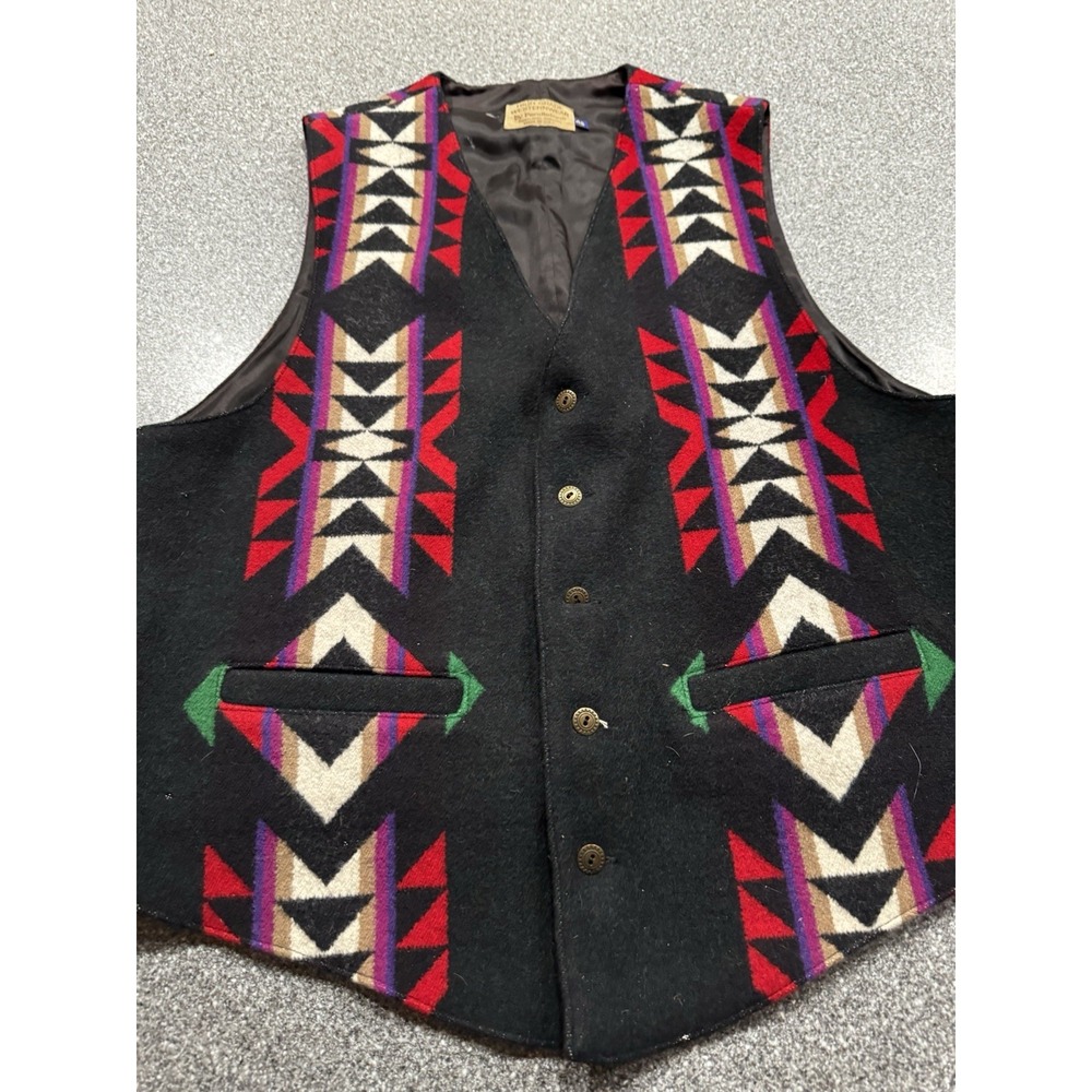 Vintage RARE Pendleton Westernwear Wool Vest Aztec Native USA Made Sz 46 EUC